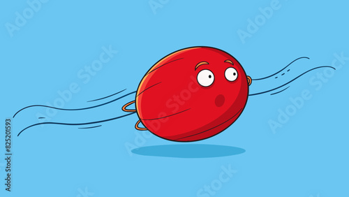 A perfectly round red balloon floating through the air bouncing lightly with each gust of wind.. Cartoon Vector.