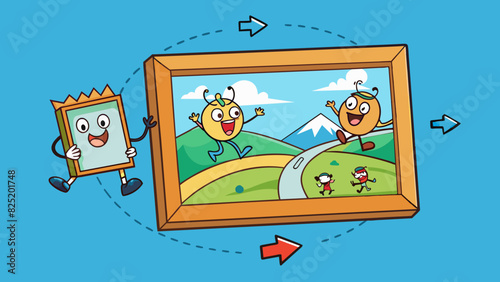 A picture frame containing an image that constantly changes illustrating the idea of always evolving and never staying the same.. Cartoon Vector.