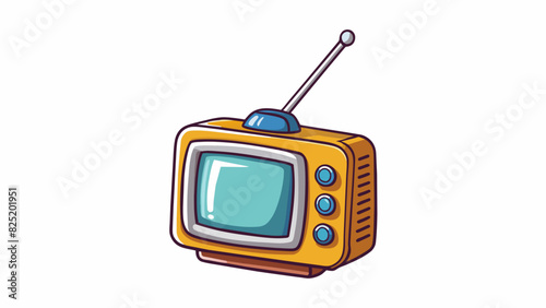 A portable television with a builtin antenna small enough to fit in the palm of your hand and ideal for camping or outdoor activities.. Cartoon Vector.