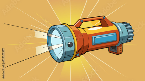 A rechargeable highpowered flashlight with a wide beam and multiple brightness settings for different situations.. Cartoon Vector.