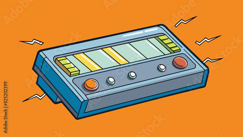A rectangular metal device that has a flat surface with small numbers and symbols. When pressed it emits a loud ringing sound.. Cartoon Vector.