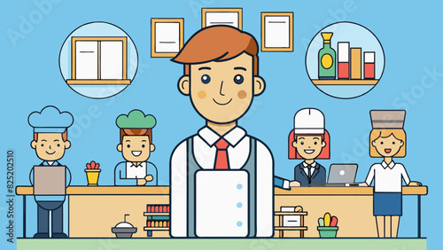 A restaurant manager oversees the daily operations of the establishment from managing staff and schedules to ensuring quality of service and customer. Cartoon Vector.