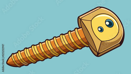 A screw with a head making it nearly impossible to unscrew. The lack of grooves and ridges on the head of the screw prevents any grasp or turning. Cartoon Vector.