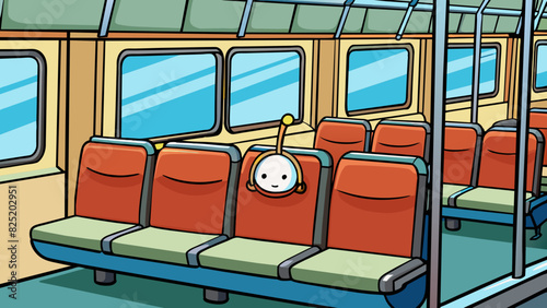 A seat on an empty bus the only one not occupied by any passengers.. Cartoon Vector.