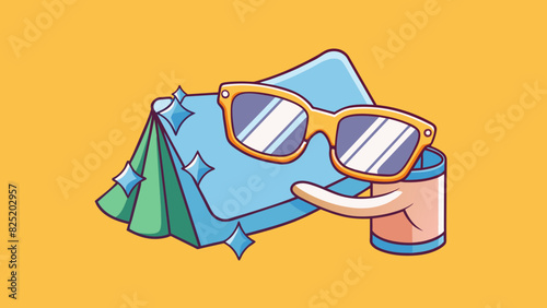 A scratchfree microfiber cloth being used to clean a pair of precious crystal glasses removing any smudges or dust.. Cartoon Vector.