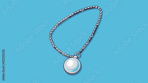 A silver necklace with a delicate chain and a single dangling pearl pendant.. Cartoon Vector.