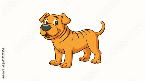 A short and stout dog with a wrinkled snout and floppy ears known for its gentle and friendly nature. Its coat is a deep golden color and its small. Cartoon Vector.