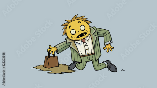 As I turned the corner I saw a figure reminiscent of a scarecrow with arms and legs stretching out from a tattered oversized suit. A deep ho laughter. Cartoon Vector.