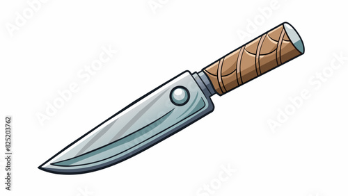 A small handheld object with a sharp pointy end and a curved bladelike edge. It is used for ting and has a sleek silver handle with etched patterns.. Cartoon Vector.