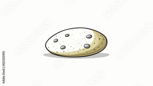A small round pebble found on the shore had a smooth surface and a pale creamy color with tiny speckles of black and grey.. Cartoon Vector.