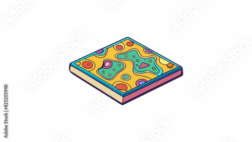 A small square piece of paper with intricate colorful patterns covering its surface. The paper feels thin and fragile almost like tissue paper. It is. Cartoon Vector.