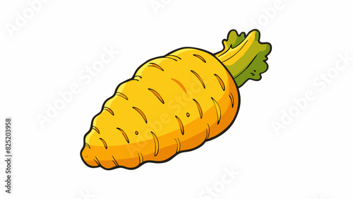 A small yelloworange root vegetable with a rough earthy exterior. When peeled it reveals a bright orange that is full of nutrients. This vegetable can. Cartoon Vector. photo