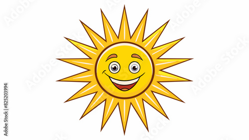 A smiling sun with a bright yellow circle and orange rays emanating from it. The happy expression indicates a positive answer or agreement.. Cartoon Vector.