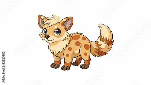 A soft furry animal with long ears a short tail and four small paws. It has brown and white fur with black spots on its back.. Cartoon Vector.
