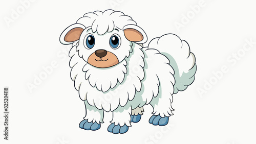 A soft fluffy fourlegged creature with white fur and long floppy ears.. Cartoon Vector.