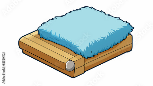 A soft fluffy pillow and a hard wooden block The pillow is lightweight and provides a comfortable cushion while the wooden block is heavy and solid. Cartoon Vector.