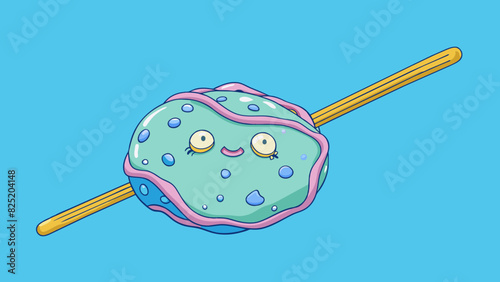 A soft squishy object with a small indentation in the center and two long strands protruding from the top resembling a water balloon with two straws.. Cartoon Vector.