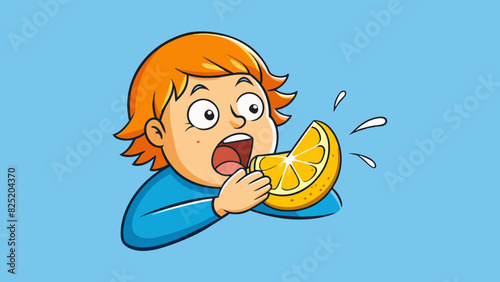 As soon as I took a bite the tangy zesty flavor of the lemon immediately hit my taste buds making my mouth water and my eyes widen with surprise.. Cartoon Vector.