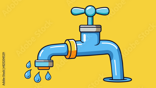 As the faucet is turned on the rushing water creates a melodious symphony of droplets hitting the basin with a calming rhythm.. Cartoon Vector.