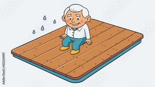 A sy and waterproof antislip mat that prevents slips and falls on wet surfaces making it safer for elderly or disabled individuals.. Cartoon Vector.