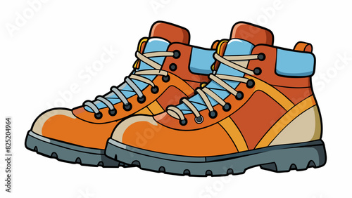 A sy pair of hiking boots able to withstand rugged terrain and keep feet dry.. Cartoon Vector.