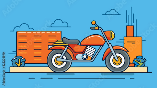 As you walk down the street you hear the loud revving of a motorcycle engine approaching from behind. The rumbling of the engine grows louder and then. Cartoon Vector. photo