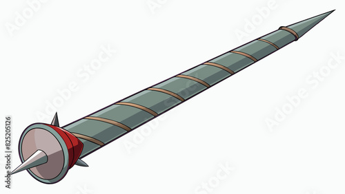 A tall cylindrical item made of metal with ridges running down its length. It is cold to the touch and has a sharp point at one end.. Cartoon Vector.