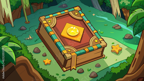 A thriller about a mysterious treasure hidden deep in the jungle. The main character finds a rusty old map with faded markings leading her to a secret. Cartoon Vector.