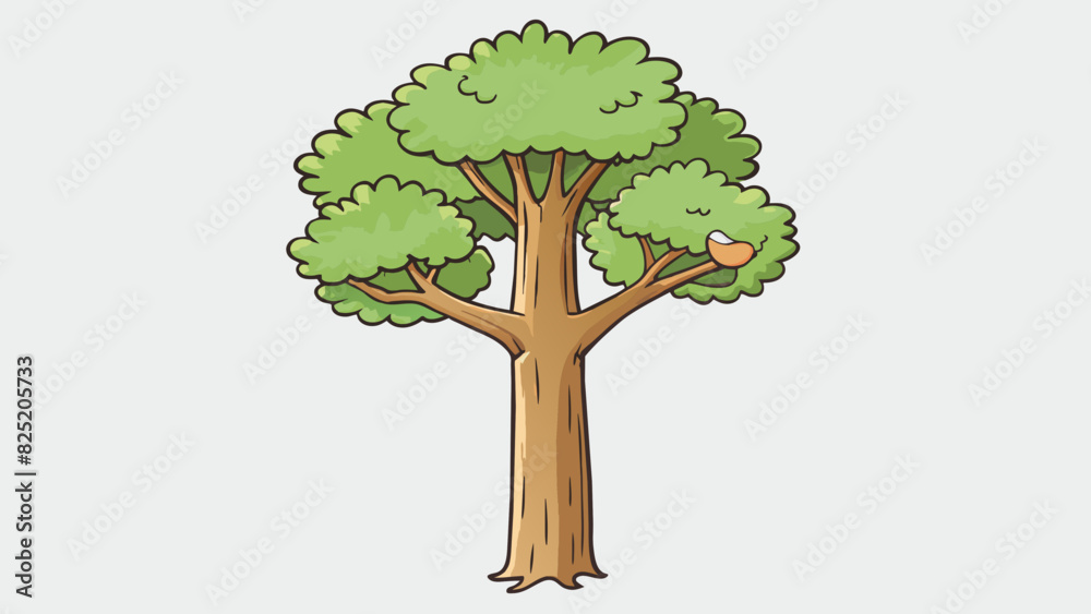 A tree and a birds nest The tree is a tall and sy plant while the birds