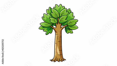 A tree is a tall woody plant with a thick trunk branches and leaves that provides shade and produces oxygen through photosynthesis.. Cartoon Vector.