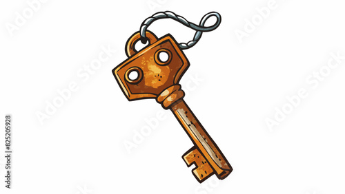 A weathered rusted key hanging from a worn leather string symbolizing the power of belief in unlocking ones true potential.. Cartoon Vector.