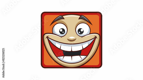 A wide beaming smile showing a set of perfectly squared teeth framed by plump flushed .. Cartoon Vector.