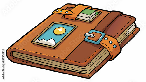 A worn leatherbound journal filled with handwritten memories and reflections symbolizing the worth of preserving ones thoughts and experiences.. Cartoon Vector.