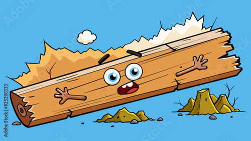 A wooden plank splintered and cracked from years of enduring harsh weather and heavy foot traffic.. Cartoon Vector.