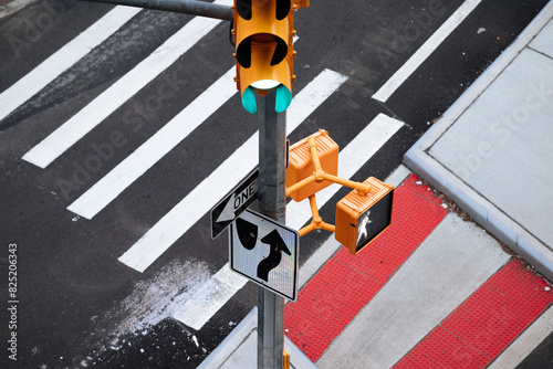 Urban Traffic Light Over Pedestrian Crossing photo
