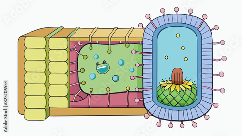 Cell Membrane A selectively permeable layer that encloses the cell functioning like a gatekeeper to control what enters and exits similar to a screen. Cartoon Vector. photo