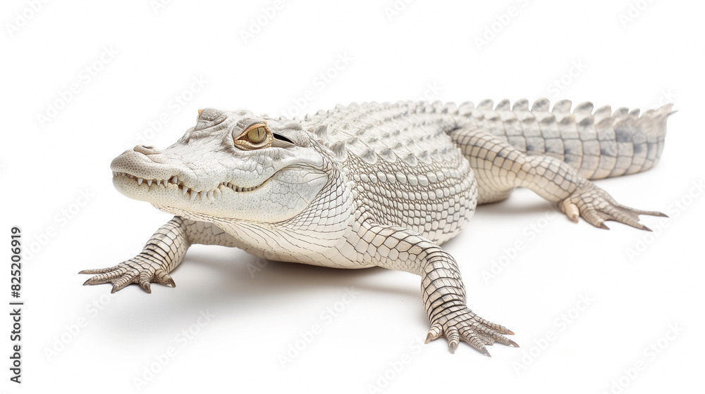 Fototapeta premium photo whole body of white crocodile in white background isolate.