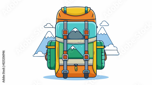 For long hikes in the mountains a backpack with multiple compartments and comfortable ss is a musthave. Its durable waterproof material and extra. Cartoon Vector.