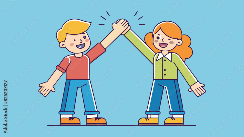 High five Two people standing facing each other with their hands raised ...