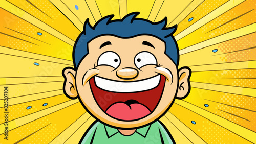 His laughter was contagious and filled the room like a bright ray of sunshine instantly lifting everyones spirits.. Cartoon Vector.