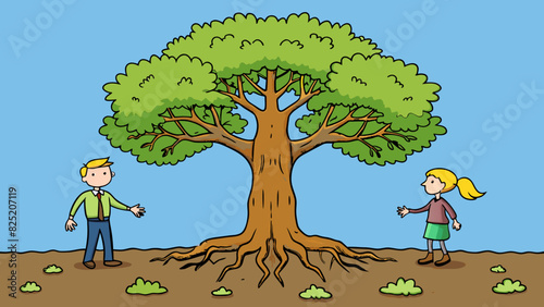 He had the unwavering strength and stability of a tall oak tree. Like the trees deep roots he had a strong foundation and was always there to offer. Cartoon Vector.