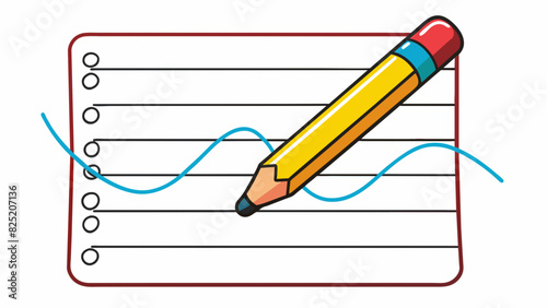Handwriting Practice Use a shard pencil to carefully trace over outlined letters and numbers on a lined paper ensuring the strokes are neat and evenly. Cartoon Vector.