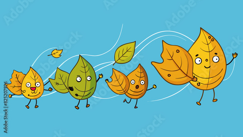 Leaves rustling in the wind As the wind blows the leaves on the tree rustle and sway creating a soothing sound. The leaves thin flat shape allows them. Cartoon Vector.