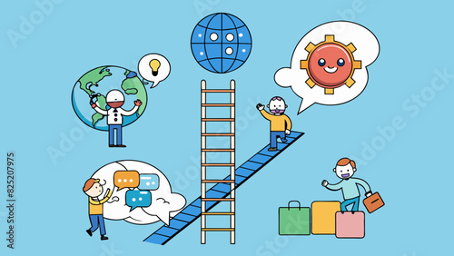 Like a ladder language helps us climb to new heights of knowledge and understanding enabling us to communicate and connect with others in ways that. Cartoon Vector.