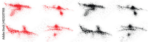 Grunge set of black and red color blood splash frame. Hand painted grunge texture brush stroke