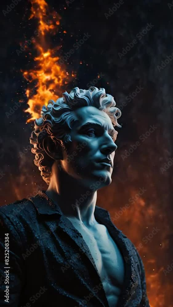The Statue of Liberty and fire. Animation The Statue of Liberty and fire. Animation