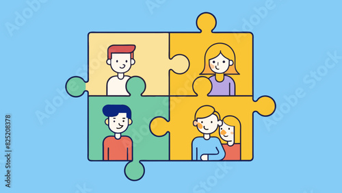 Our relationship is like a puzzle with each piece fitting perfectly together to create a complete and cohesive picture. We rely on each others. Cartoon Vector.