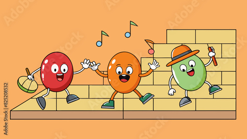 Rhythmic beats bouncing off the walls akin to a lively game of ping pong.. Cartoon Vector. photo