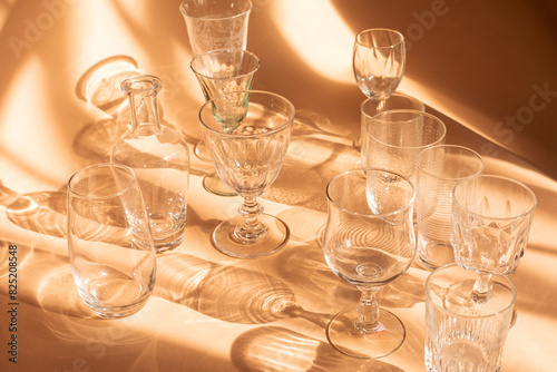 Set of fancy crystal glasses