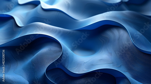 Blue Abstract Background with Wavy Shapes